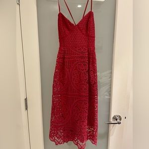 Lulu’s Red Eyelet Midi Cocktail Dress